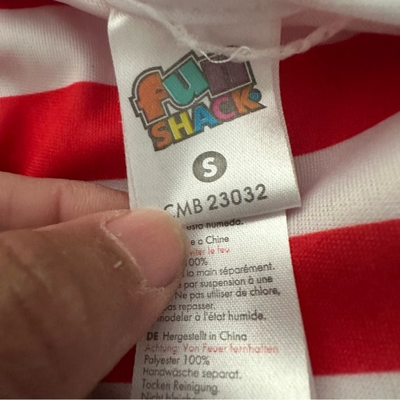 Red and White Striped Kids Halloween Costume Top - Picture 3 of 3